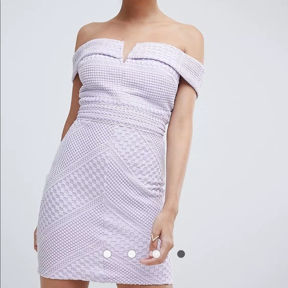 Missguided Dresses & Skirts - Missguided ASOS Bardot V Neck Bodycon Mini Peach Dress